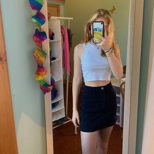 brandy black mini jean skirt